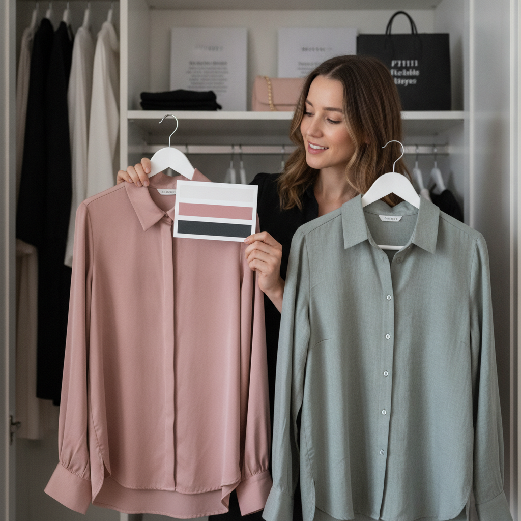 Clienta eligiendo ropa con su paleta